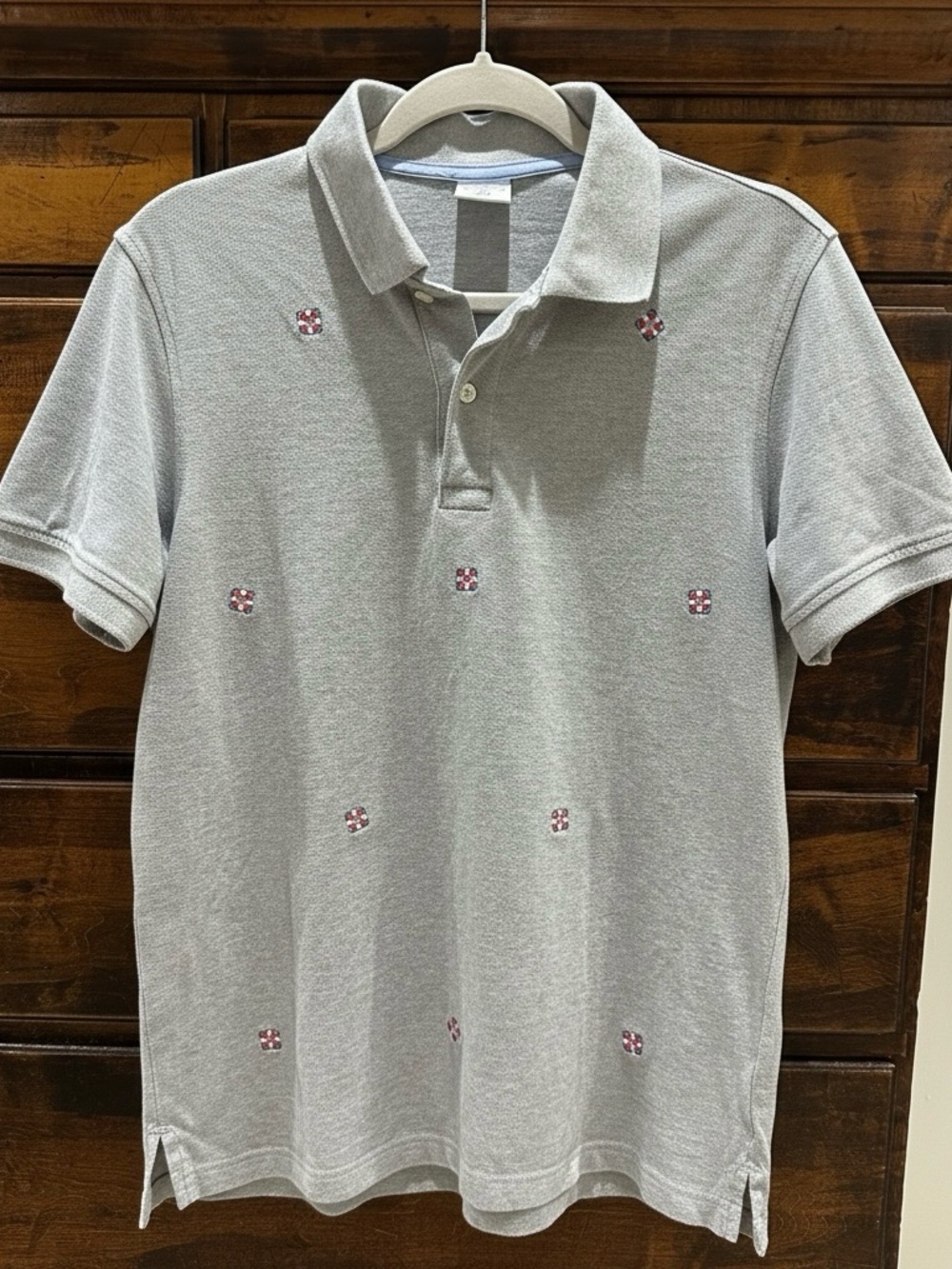 Brooks Brothers Light Gray Polo with Embroidered Nautical Lifebuoys
